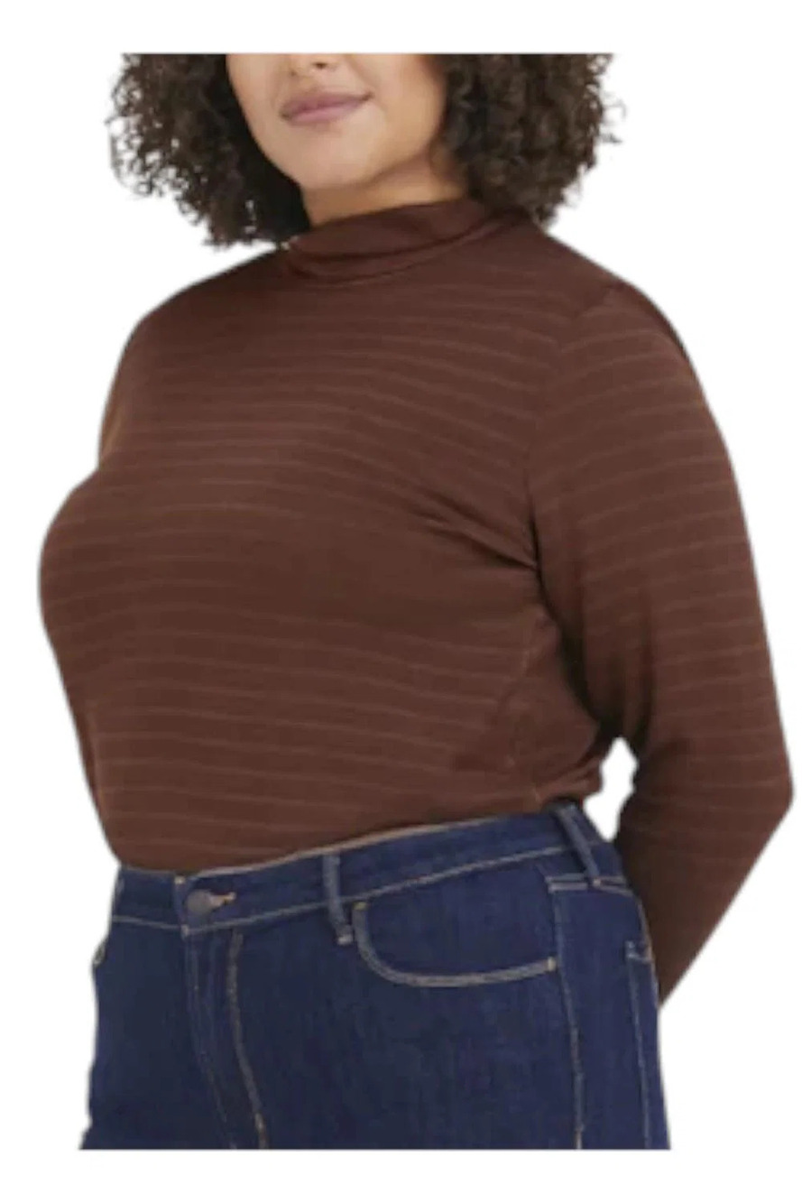 TWRHLL by Christie Brinkley Women's Mock Neck Top Chocolate - Regular